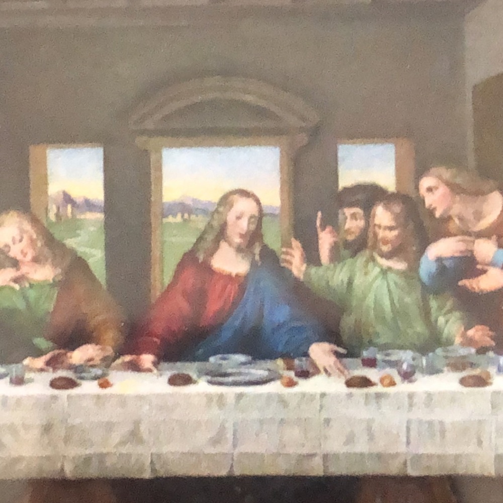 The Last Supper circa 1960 framed & Matted miniature 7.5” by 4” Da Vinci